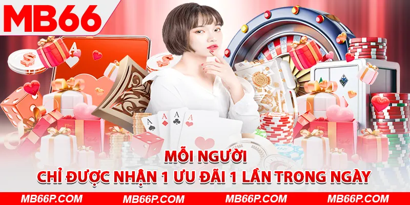 Mỗi người chỉ được nhận 1 ưu đãi 1 lần trong ngày&nbsp;